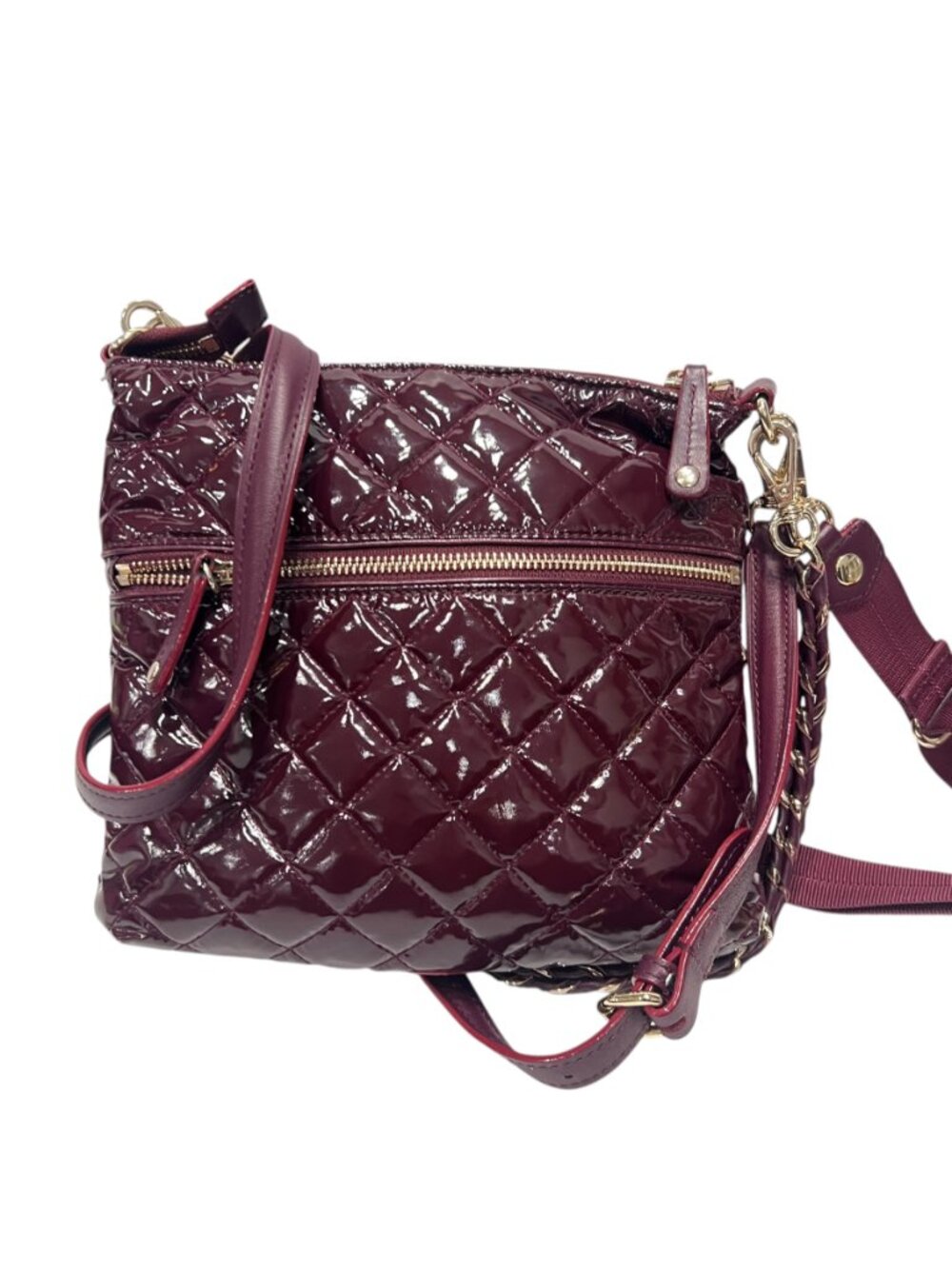 $335 MZ WALLACE Burgundy Red Downtown Crosby Patent Crossbody Shoulder Bag - Picture 5 of 10